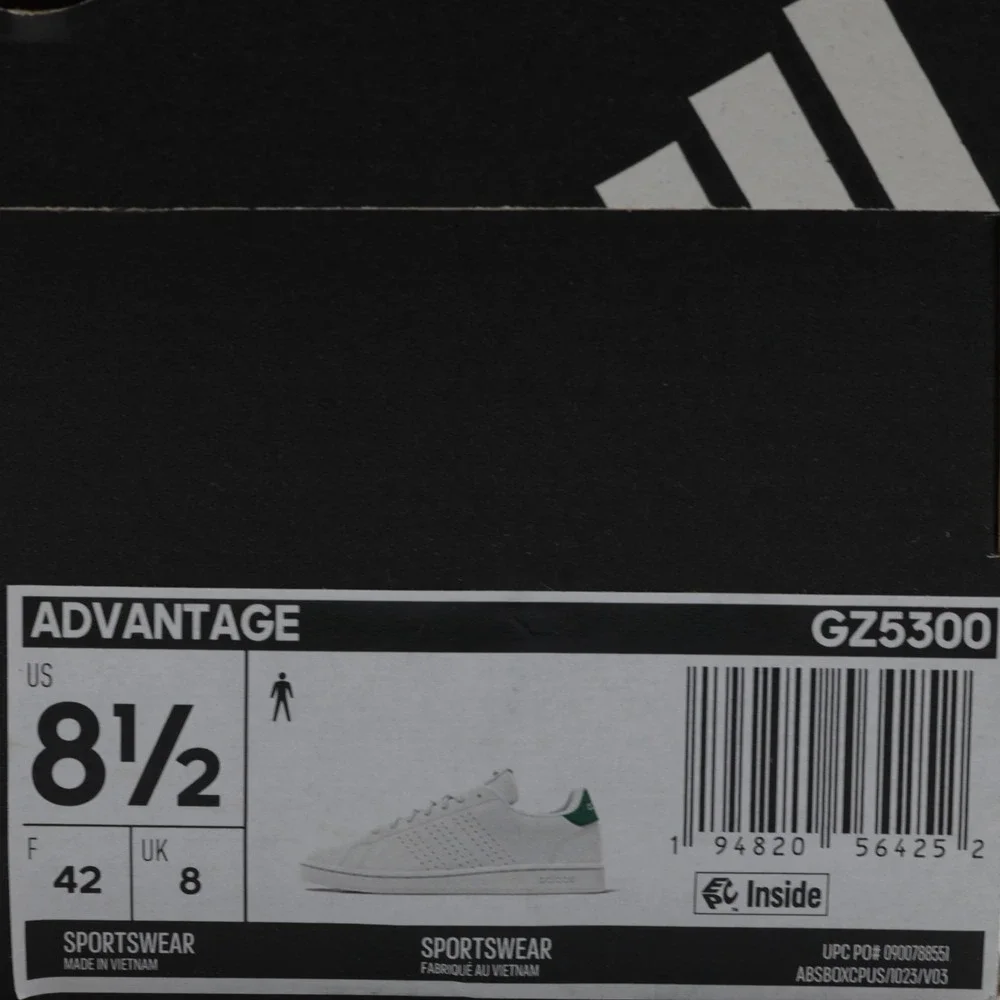 Adidas Men's Advantage‎ Comfortable Athletic Low Top Shoes White/Green Size 8.5 - Picture 11 of 11